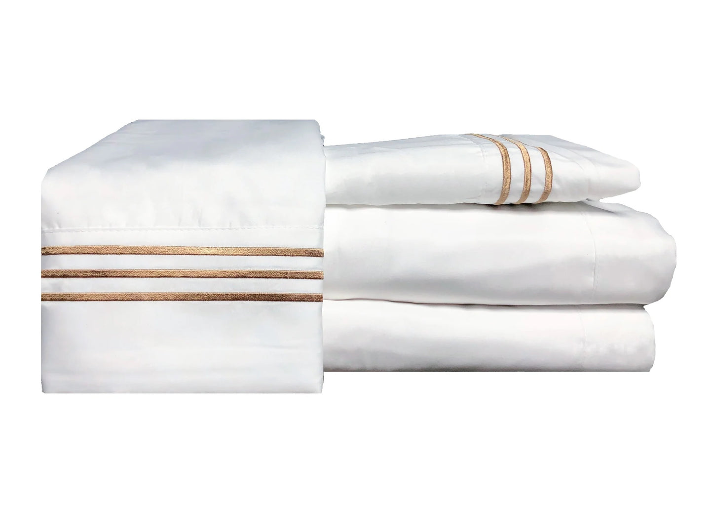 SABANAS MICROFIBRA BLANCAS LINEAS DORADAS