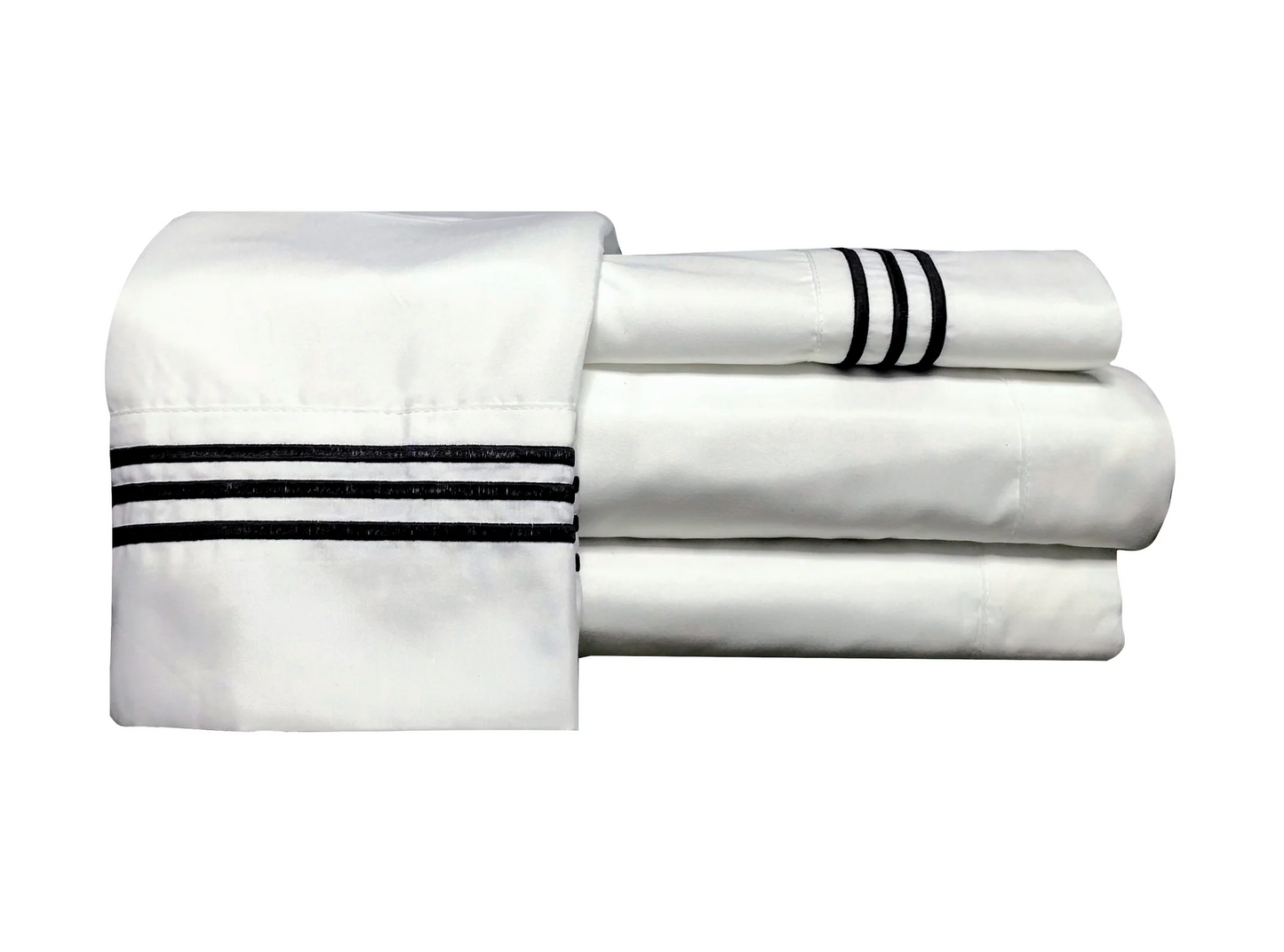 SABANAS MICROFIBRA BLANCAS LINEAS NEGRA