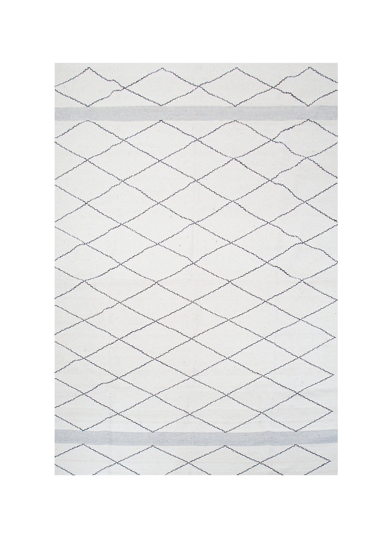 TAPETE DE LANA BLANCO CON ROMBOS