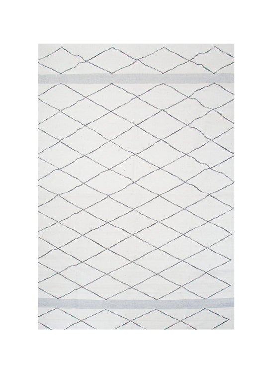 TAPETE DE LANA BLANCO CON ROMBOS